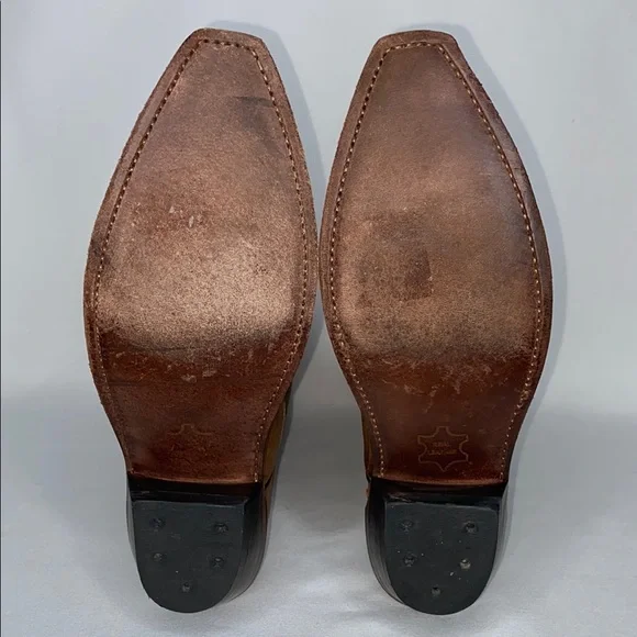 Old West Cognac Leather Cowboy Boots - Picture 4 of 7